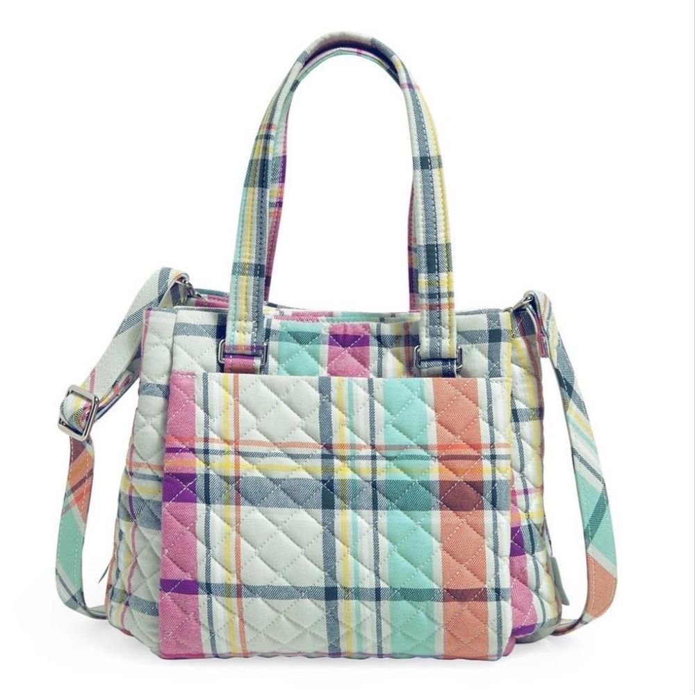 Vera Bradley Quilted Plaid Shoulder Bag Pastel Multi Color EUC